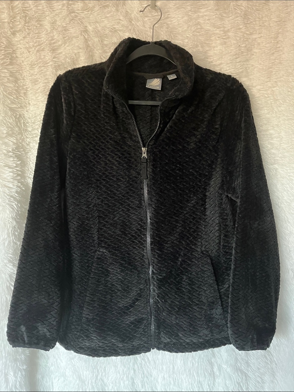 Free2B Black Plush Full-Zip Jacket